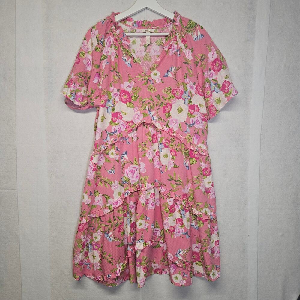 Matilda Jane Pink Enchanted Garden Floral Tiered Dress M Medium